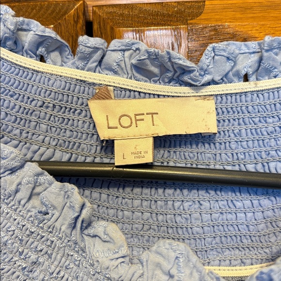 LOFT Sky Blue Eyelet Blouse - Picture 2 of 3